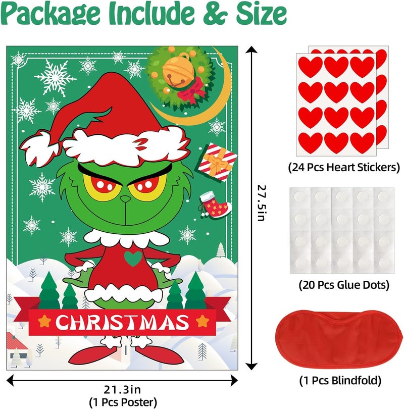 EMPOF Store Christmas Games - Pin The Heart Christmas Crafts Games for Kids Families Party, Cute Wall Decor Party Supplies Favors, Indoor Xmas Decorations Home Decor, Xmas Kids Activities Presents - Image 2